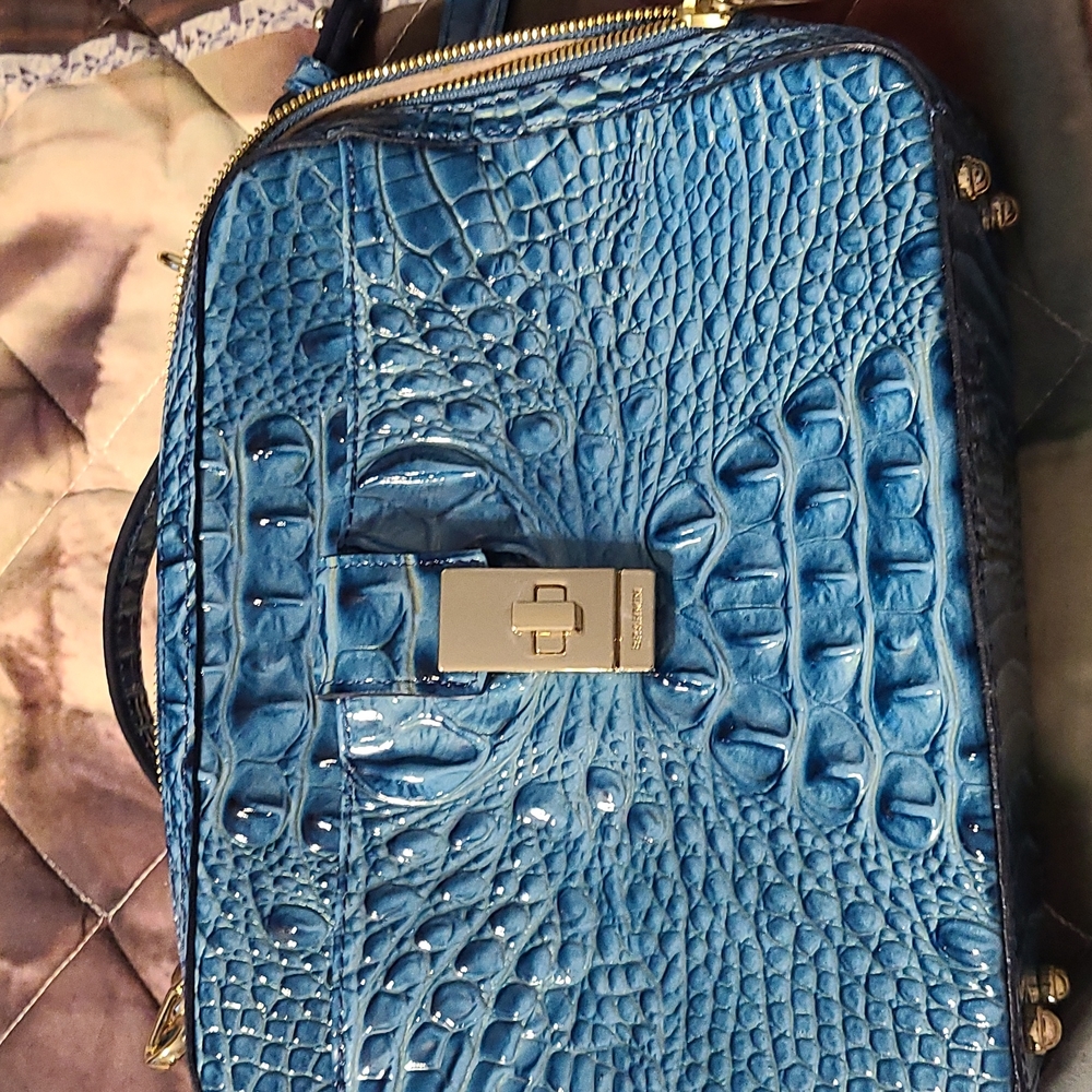 Brahmin square blue crossbody bag